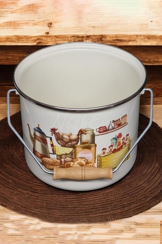 Nishev Zarif İtalyan Zeyno Emaye Yoğurt, Tahıl, Bakliyat Tencere Seti Emaye Bakraç