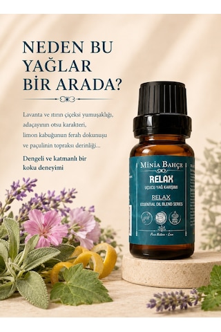 Minia Bahçe Relax Uçucu Yağ Karışımı Lavanta Paçuli Adaçayı Limon ve Itır Yağlı Aromaterapi Karışımı 10 ML