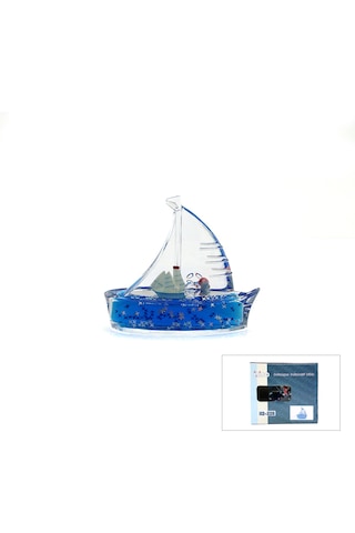 Mavi Su Gemi - Balık Gemi Mika Şişe Yüzen Batmayan Dekoratif Biblo Akvaryum 10 - 12cm 5492