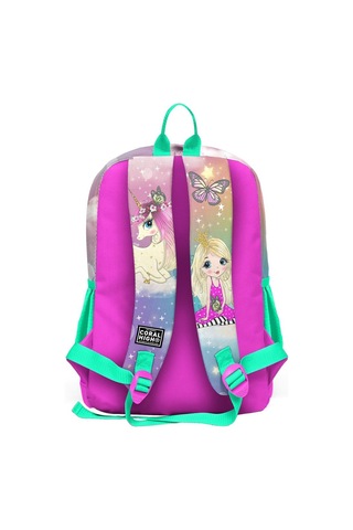 Coral High Kids Pembe Su Yeşili Unicornlu Kız Desenli Dört Bölmeli Okul Sırt Çantası 23733