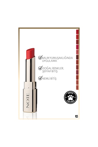 Note Cosmetique Iconic Sheer Lipstick Nemlendirici Parlak Ruj 211 Fearless - Kırmızı