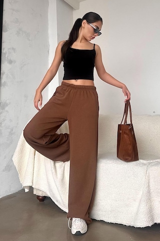 Madmext Kahverengi Bol Paça Kadın Eşofman Altı Mg2279 Kahverengi