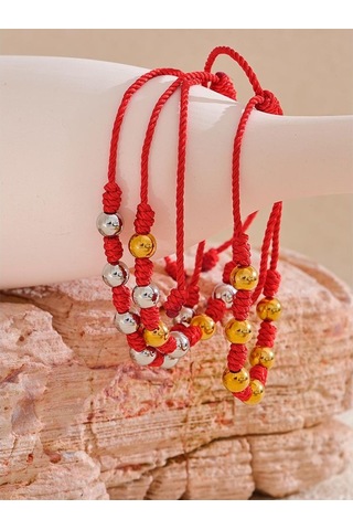 Çok Renkli Eetit Unisex 7 Knot Şanslı El Yapımı Dokuma Takı Hediye Moda Paslanmaz Çelik Boncuk Kırmızı Halat Örgülü Kader Dilek Bilezik Bileklik Çok Renkli