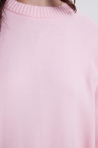 Tudors Kadın Oversize Geniş Kesim Bisiklet Yaka Pembe Kazak-41723 Pembe
