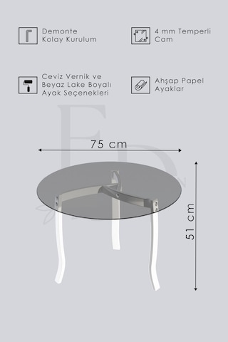 Berlin Orta Sehpa Ceviz Ayak - Camlı
