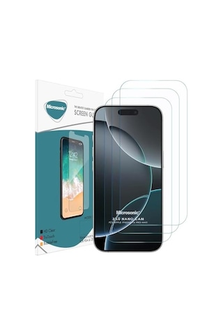 Apple İphone 16 Pro Max Screen Protector Nano Glass Cam Ekran Koruyucu 3 Lü Paket İphone 16 Pro Max İle Uyumlu Ekran Koruyucu - Şeffaf