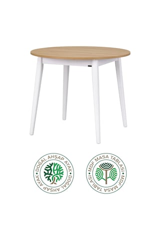 Vilinze Avanos Yuvarlak Sabit Mdf Mutfak Masası - Q90 Cm Beyaz
