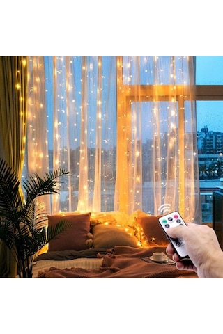 Kumandalı 8 Ayrı Moda Sahip Perde Led 2 Metre ( 2 mt X 2 mt ) Perde Led Peri Led Usb HDH75