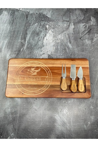 Akasya Peynir Sunum Seti Tabak Kesme Tahtası