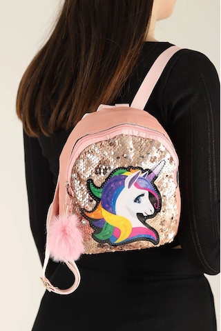 Daj Company Işıklı Pullu Unicorn Figürlü Renkli Kız Çocuk Sırt Çantası Pembe