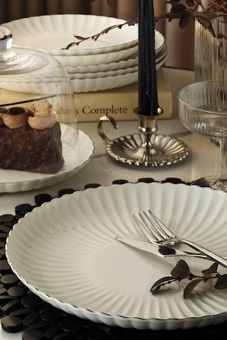 Kütahya Porselen Bone Luz Yemek Takımı Platin 24 Parça 6 Kişilik