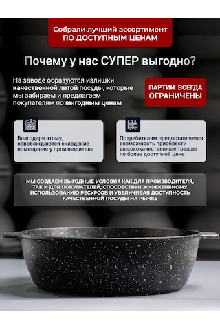 Szavoda.ru 4 Litre 28 Cm Yapışmaz Döküm Alüminyum Iz 263497331 Siyah