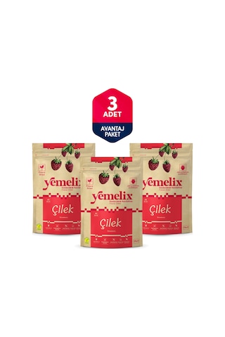 Freeze Dried 3'lü Avantaj Paketi Çilek Kuru Meyve Cipsi - Dondurularak Kurutulmuş Çilek 15gx3 15 G