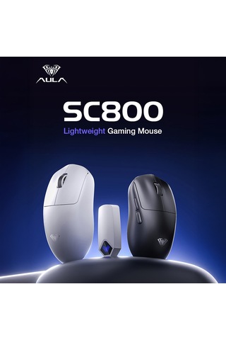Aula Sc800 Lightweight Paw3395 Sensor 26000 Dpı 8000hz Kablolu Ve Kablosuz Gaming Oyuncu Mouse Siyah