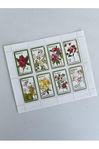 Çiçek Temalı Ekvator Ginesi Damgasız 8'li Blok Pul