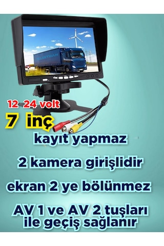 Pal Ntsc 7'' Araç Ekran Kayıt Yapmaz Usb Aux Girişi Yoktur 12 24v