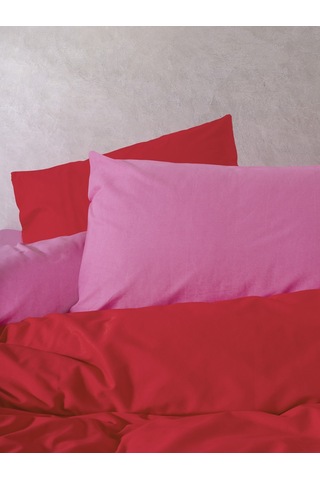 Cozy Home Popping Colors Çift Kişilik Lastikli Çarşaflı Nevresim Takımı Sage Kırmızı-fuşya Kırmızı