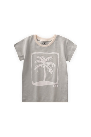 Cigit Palmiye Baskılı T-shırt 2-8 Yaş Mint Yeşil Mint Yeşili