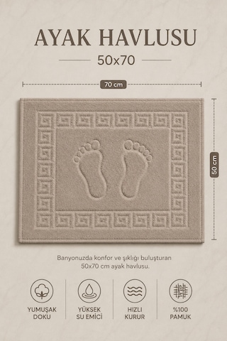 Ayak İzli Banyo Ayak Havlusu 50x70 Cm Yumuşak Emici Desenli Havlu Paspas