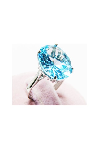 Lilahgümüştr Gümüş Aqua Oval Taşlı Kadın Yüzük