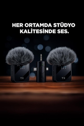 Torima F11-2 Type-C + AUX 2li 3in1 Kablosuz Yaka Mikrofonu (İthalatçı Garantili)