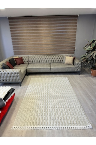 Aries Home Tavşan Tüyü Yumuşak Keçeleşmez Kaymaz Dekoratif Bella İthal Kalite Post Halı Taş