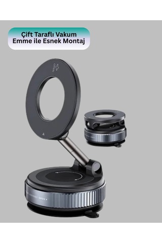 Manyetik Araç Telefon Tutucu 360 Derece Dönebilen Vakumlu Stand Altın