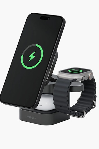 Magcube 3in1 Katlanabilir 15w Telefon Saat Apple Uyumlu AirPods Masaüstü Hızlı Şarj Standı - Koyu Gri