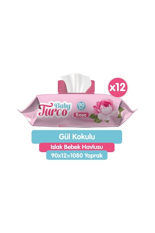 Baby Turco Gül Kokulu Islak Bebek Havlusu 12 X 90 Adet