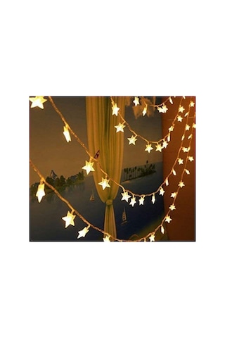 Dekoratif 5 Metre Fişli 20 Yıldızlı Yıldız Ip Led Işık - Star Led Yılbaşı Süsü