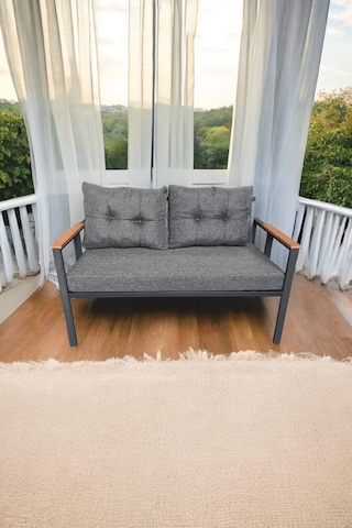 Pimango Pi Elize Tekli Bahçe Balkon Mobilyası 2'li 60 x 120 CM Antrasit