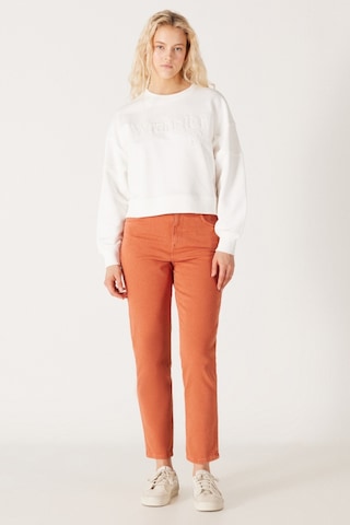Wrangler Mom Straight Fit Düz Kesim Yüksek Bel Turuncu Esnek Pantolon W232182219 Açık Kahverengi