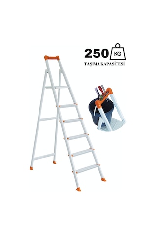 Ze Zigana Ev Gereçleri Hardy Plus 5+1 Ekstra Güçlü 250 Kg Taşıma Kapasiteli Metal Ev-ofis-bahçe-inşaat Tipi Merdiven