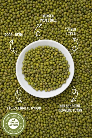 Yörem Afyon Gaziantep Yöresinden Doğanın Protein Hazinesi Maş Fasulyesi, Cin Börülcesi Vigna Radiata 1000gr.
