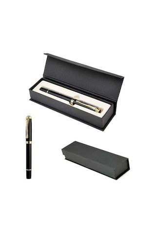 Kişiye Özel İsim Yazılı Premium Dolma Kalem Şık Hediye Kutulu Siyah