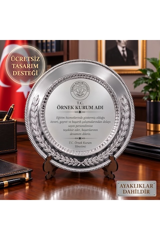 Metal Plaket Tabak Baskılı Başak Desenli Kurumsal Hediye Okul Ve Kurum Ödül Plaketi Gold/gümüş Renk Kişiye Kuruma Özel Anı Tebrik Ödülü Gümüş Rengi