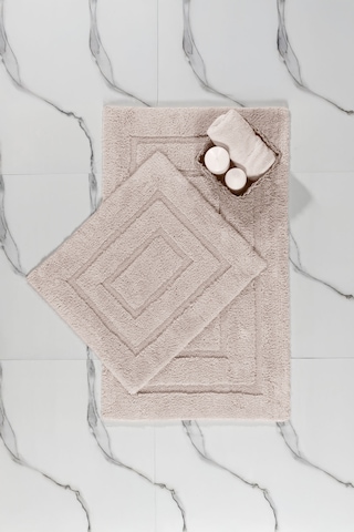 Elart Solid Banyo Halısı Paspas Takımı Pamuklu 2 Adet 60x100 Cm Bej Bej