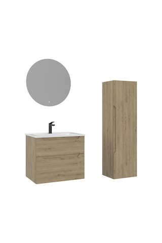 Orka Messina 65 Cm Meşe Led Banyo Dolabı Takımı Ve Boy Dolabı Meşe