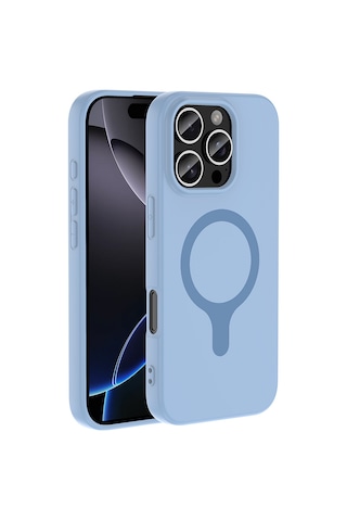 Apple iPhone Uyumlu 16 Pro Max Kılıf M-safe Şarj Özellikli Zore Aris Silikon Kapak - Baby Blue