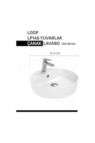 Creavit Loop LP146-00MB00E Masa Üstü Çanak Lavabo Extra Mat Beyaz 45 CM