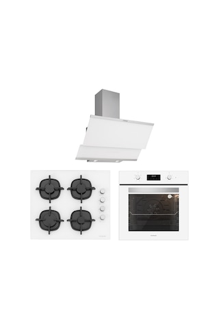 Silverline BO6502W02 - CS5343W01 - 3420 Classy 60 Beyaz Cam Ankastre Set