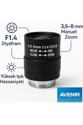 3.5-8mm Manuel Iris Varifokal Lens Güvenlik Kameraları İçin Ayarlanabilir Odaklı Lens