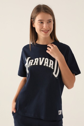 Harvard Patterned Lacivert Kadın T-shirt 5274-42834 Lacivert