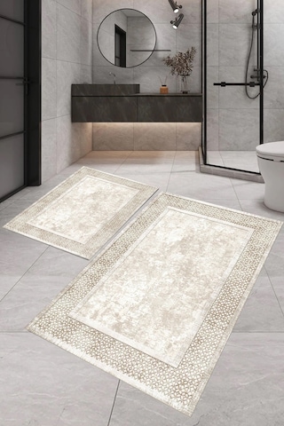 Eliana Home Dijital Baskı 2'li Banyo Paspas Takımı Lna5-sd704 100x60 Ve 60x50 Cm Bej