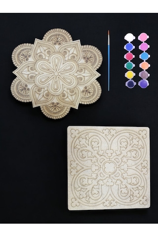 Mandala Ahşap 2'li Hobi Boyama Setleri
