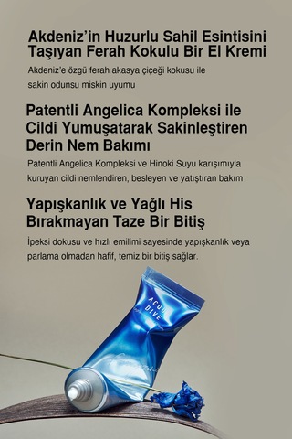 Nemlendirici, Hafif Dokulu Unisex Parfümlü El Kremi Dashu Acqua Dive Perfume Hand Cream