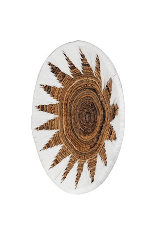 Bohem Hasır Yuvarlak Duvar Dekoru Bambu Ve Makrome İle Yapılan Duvar Süsü 50 Cm X 50 Cm-79