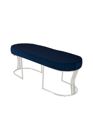 Viego Silver Striped- Mavi Kapitoneli Chester Model Puf & Bench & Koltuk & Uzun Makyaj Puff & Yatak Ucu &önü