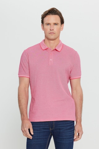 Ac&Co / Altınyıldız Classics 4A4820200047Fub3 Düğmeli Polo Yaka Cepsiz Slim Fit Erkek Tişört Fuşya - Beyaz Beyaz - Pembe