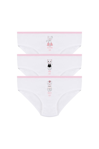 Koza İç Giyim Kız Çocuk 3'lü Penguen Desenli Slip 1050 Pudra